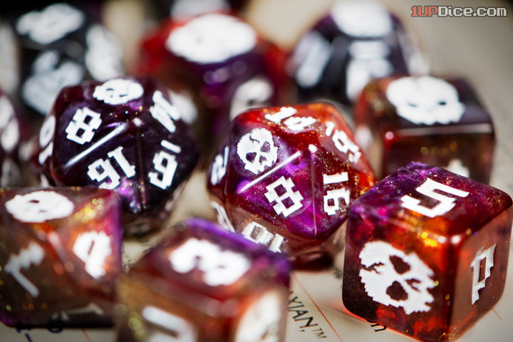 1UP-Dice Cackling Skull polyhedral set