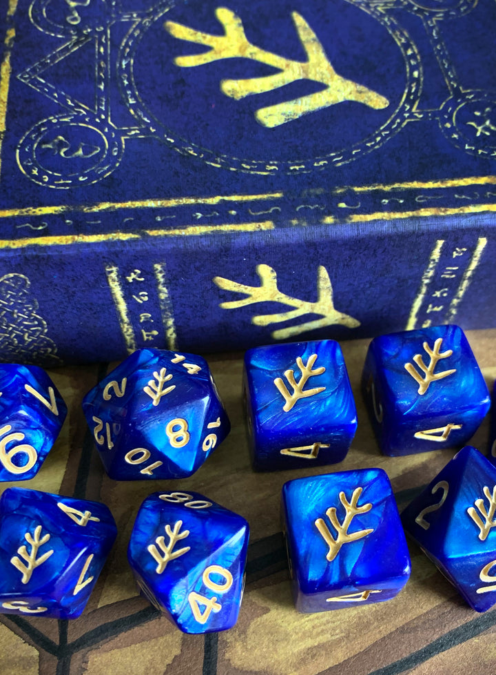 Elder Sign Dice - Blue Aether Polyhedral Set