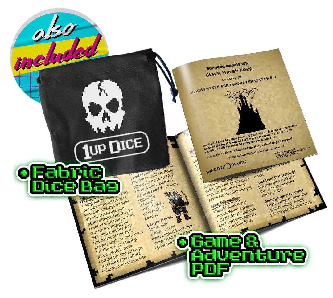 1UP-Dice Cackling Skull polyhedral set