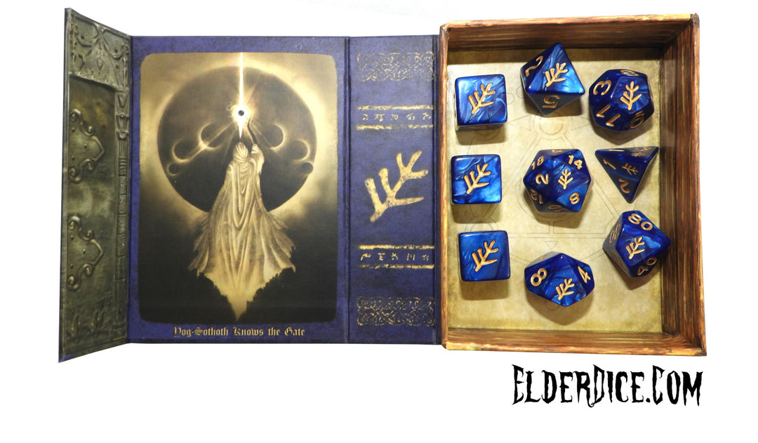 blue elder sign polyhedral dice set